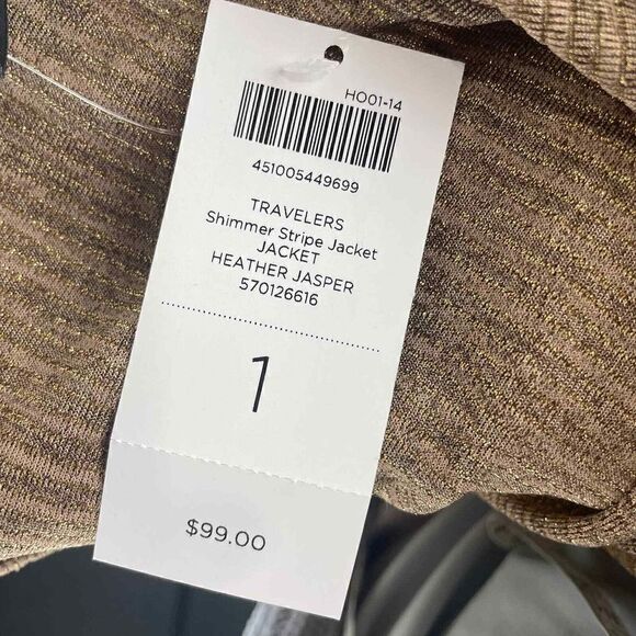 NWT Chico's Travelers Shimmer Striped Jacket Cardigan Heather Jasper Sz 1(S) $99 - Picture 4 of 8